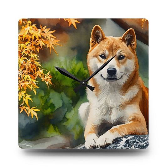 Shiba Inu Wall Clock – Adorable Dog Lover Gift – Watercolor Shiba Inu Art