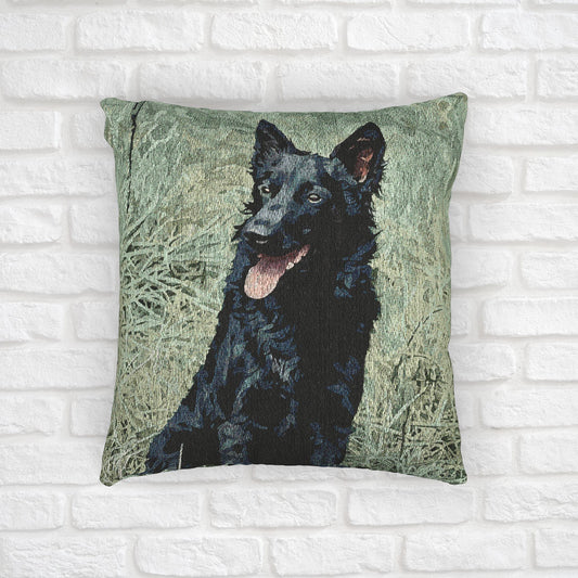 Mudi Decorative Pillow – Rare Herding Dog Home Accent – Woven 17"x18" Pillow