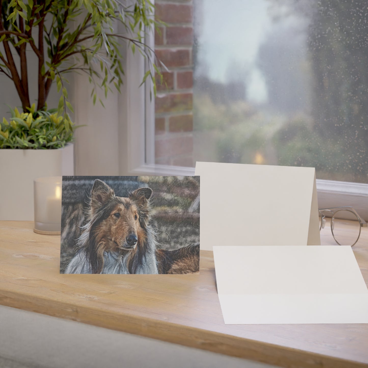 Collie Greeting Cards – Elegant Watercolor Dog Lover Note Cards with Envelopes
