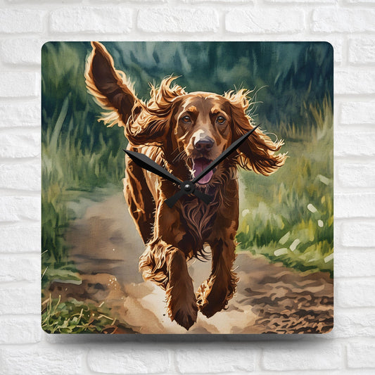 Irish Setter Wall Clock | Graceful 10.75″ Acrylic Red Dog Lover Décor