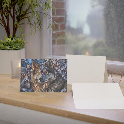 Alaskan Malamute Greeting Cards | Set of 10, 30, or 50 | Oil Painting Dog Art with Envelopes