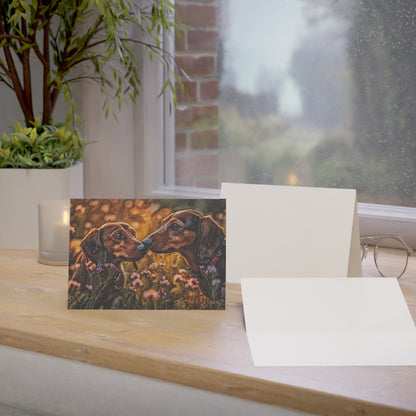 Dachshund Greeting Card Set - Oil-Painted Dog Art | Blank Inside | Envelopes Included