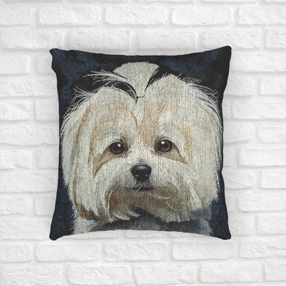 Maltese Decorative Pillow – Elegant Dog Lover Home Décor – Woven 17"x18" Accent Pillow