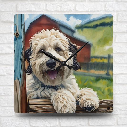 Sheepadoodle Wall Clock | Modern Acrylic Dog Lover Gift | Watercolor Sheepadoodle Art for Any Room