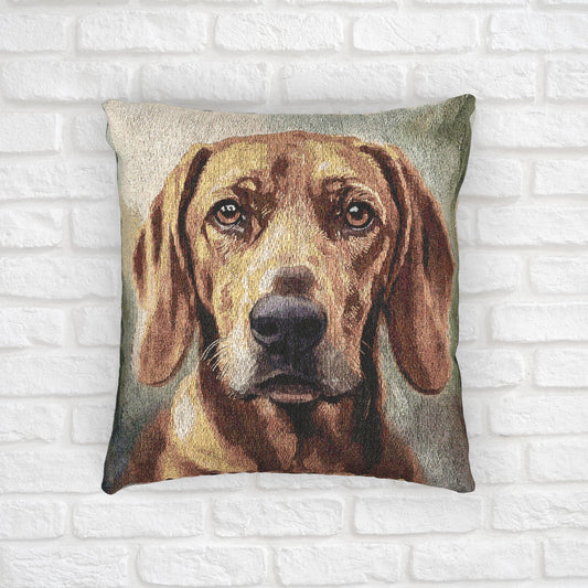 Redbone Coonhound Decorative Pillow – Loyal Dog Lover Home Décor – Watercolor Redbone Coonhound Art