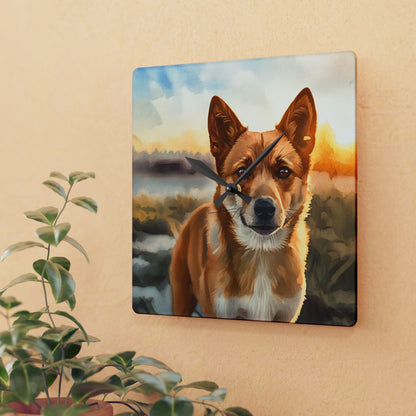 Canaan Dog Wall Clock | Dog Lover Gift | Decorative Acrylic Clock with Elegant Canaan Dog Art
