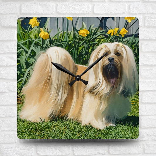 Lhasa Apso Wall Clock | 10.75” Acrylic Companion Dog Breed Décor