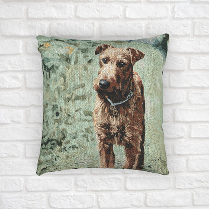 Irish Terrier Decorative Woven Pillow – 17" x 18" Dog Lover Home Décor