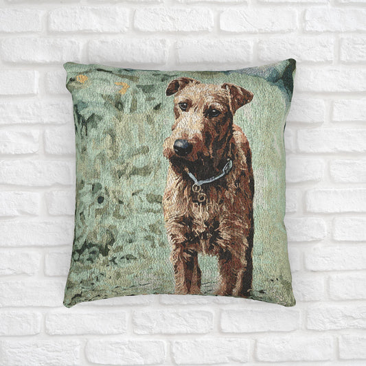 Irish Terrier Decorative Woven Pillow – 17" x 18" Dog Lover Home Décor