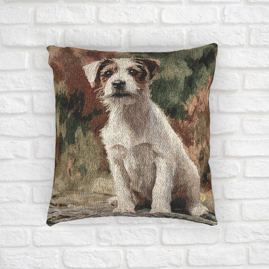 Parson Russell Terrier Decorative Pillow – Energetic Dog Lover Décor – Woven 17” x 18” Watercolor Parson Russell Art