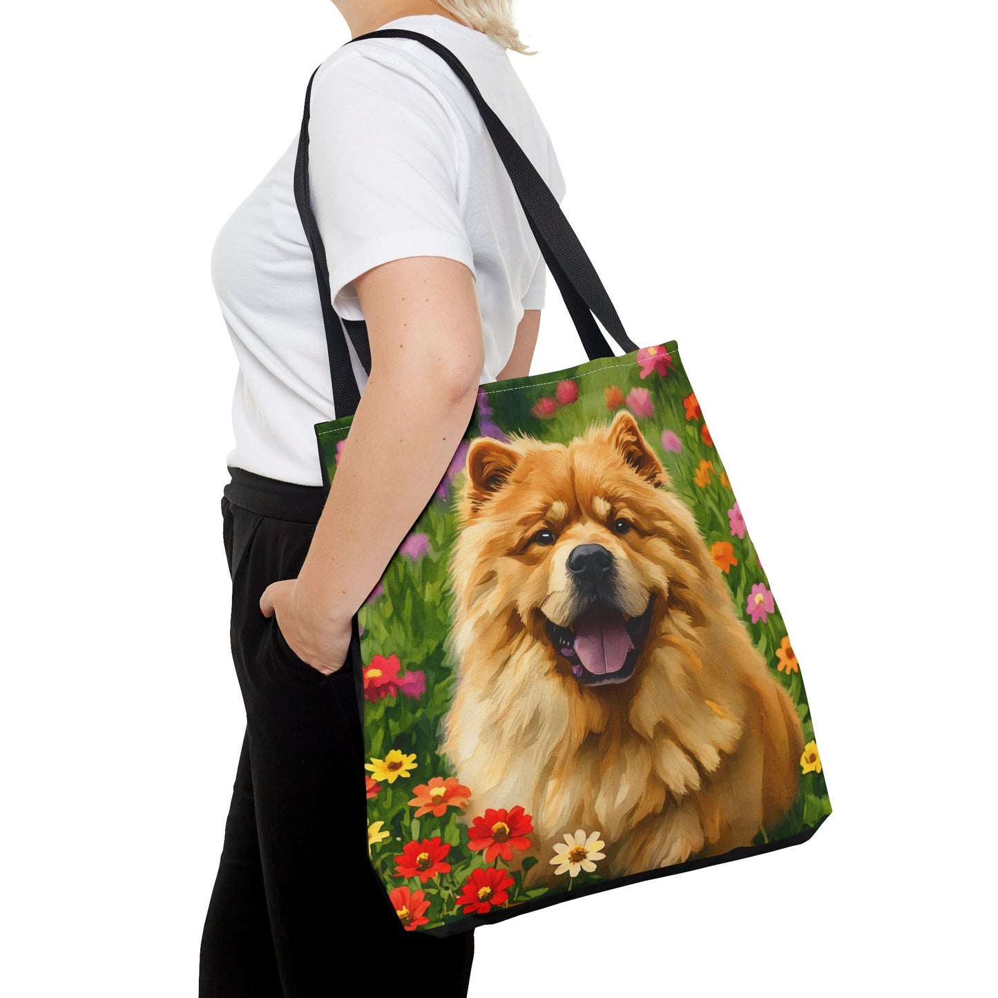 Chow Chow Tote Bag – Durable Polyester Shopping Bag with Watercolor Dog Art