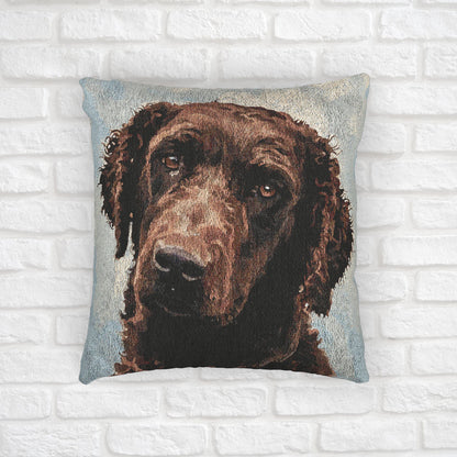 Curly-Coated Retriever Woven Decorative Pillow – Dog Lover Home Décor Gift