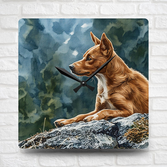Carolina Dog Wall Clock | Dog Lover Gift | Decorative Acrylic Clock with Elegant Carolina Dog Art