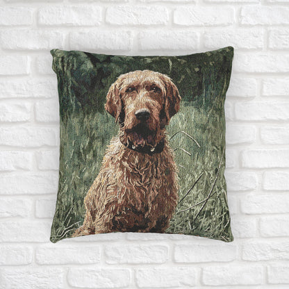 Wirehaired Vizsla Woven Pillow – Unique Dog Lover Décor – Artistic Breed Portrait