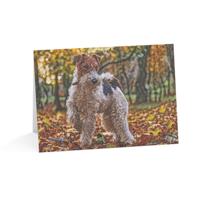 Wire Fox Terrier Greeting Cards – Energetic Dog Lover Stationery – Artistic Terrier Portrait