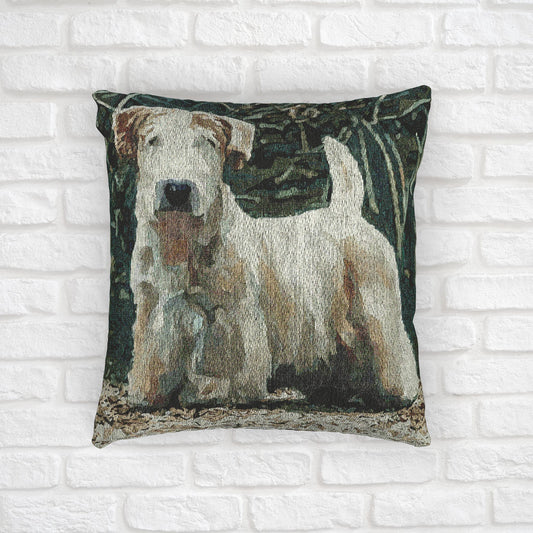 Sealyham Terrier Decorative Pillow – Charming Dog Lover Home Décor – Woven 17”x18” Pillow