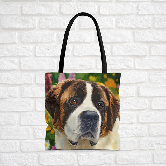 Saint Bernard Tote Bag – Gentle Giant Dog Lover Gift – Watercolor Saint Bernard Art