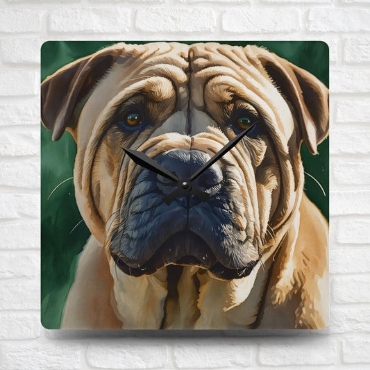 Chinese Shar-Pei Wall Clock | Dog Lover Gift | Decorative Acrylic Clock with Shar-Pei Dog Art
