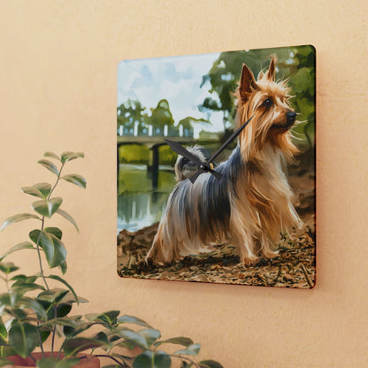 Silky Terrier Wall Clock – Cute Dog Lover Gift – Watercolor Silky Terrier Art