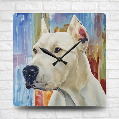 Watercolor Dogo Argentino Wall Clock | Acrylic Dog Lover Home Décor
