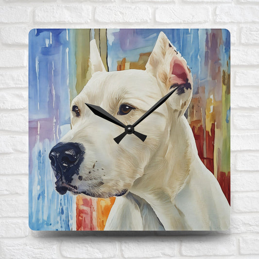 Watercolor Dogo Argentino Wall Clock | Acrylic Dog Lover Home Décor