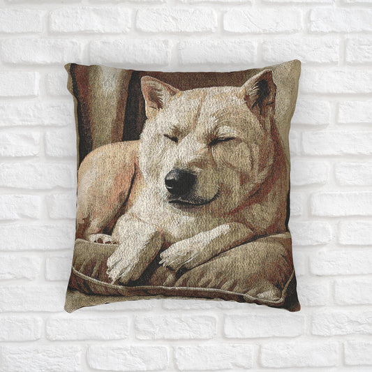Hokkaido Dog Woven Pillow | 17″×18″ Japanese Breed Home Décor