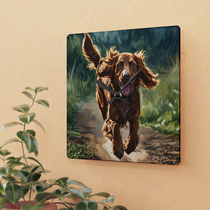 Irish Setter Wall Clock | Graceful 10.75″ Acrylic Red Dog Lover Décor