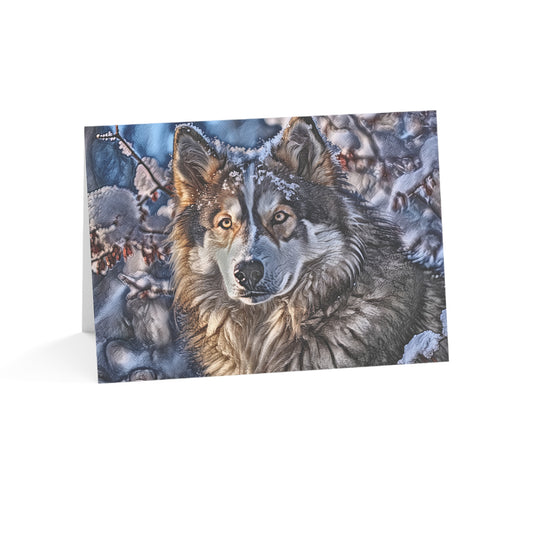 Alaskan Malamute Greeting Cards | Set of 10, 30, or 50 | Oil Painting Dog Art with Envelopes