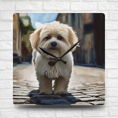 Maltese Wall Clock – Elegant Dog Lover Décor – Watercolor Maltese Art