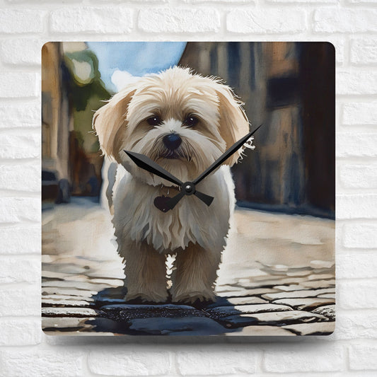 Maltese Wall Clock – Elegant Dog Lover Décor – Watercolor Maltese Art