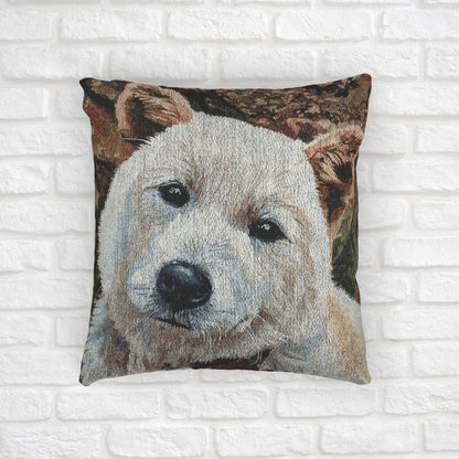 Korean Jindo Dog Woven Pillow | 17x18 Loyal Dog Breed Home Décor