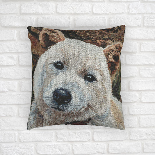 Korean Jindo Dog Woven Pillow | 17x18 Loyal Dog Breed Home Décor