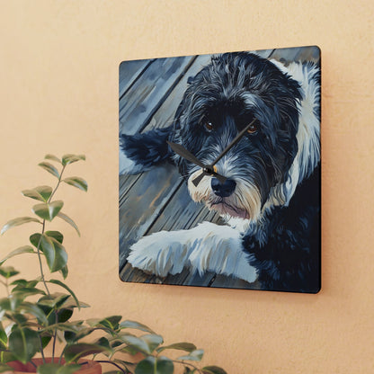 Portuguese Water Dog Wall Clock – Playful Dog Lover Gift – Watercolor PWD Art