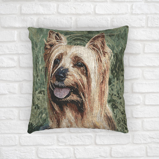 Silky Terrier Decorative Pillow – Cute Dog Lover Home Décor – Woven 17”x18” Pillow
