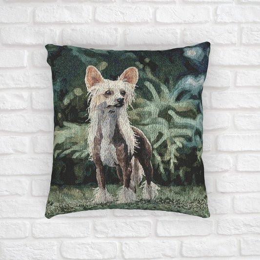 Chinese Crested Woven Decorative Pillow – Dog Lover Home Décor Gift