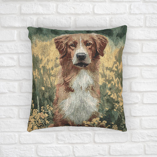 Nova Scotia Duck Tolling Retriever Decorative Pillow – Vibrant Dog Lover Home Décor – Woven 17” x 18” Watercolor Toller Art