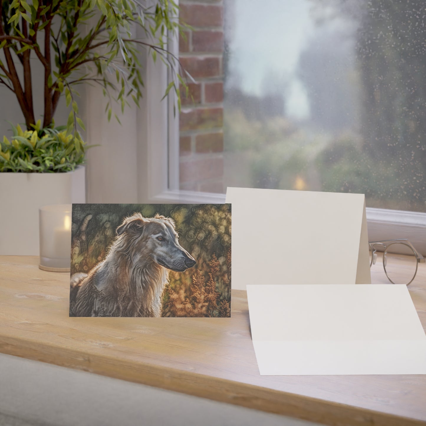 Borzoi Greeting Cards (Set of 10, 30, or 50) | Dog Lover Gift | Blank Inside with Elegant Borzoi Art