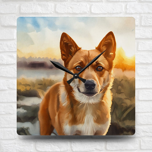 Canaan Dog Wall Clock | Dog Lover Gift | Decorative Acrylic Clock with Elegant Canaan Dog Art