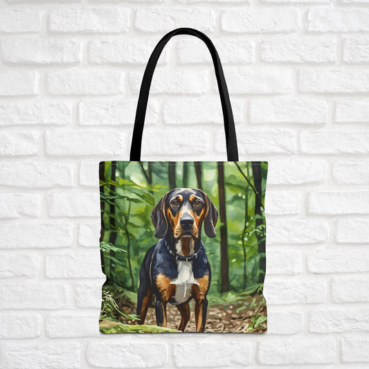 Black and Tan Coonhound Tote Bag | Dog Lover Gift | Durable Reusable Bag with Coonhound Art