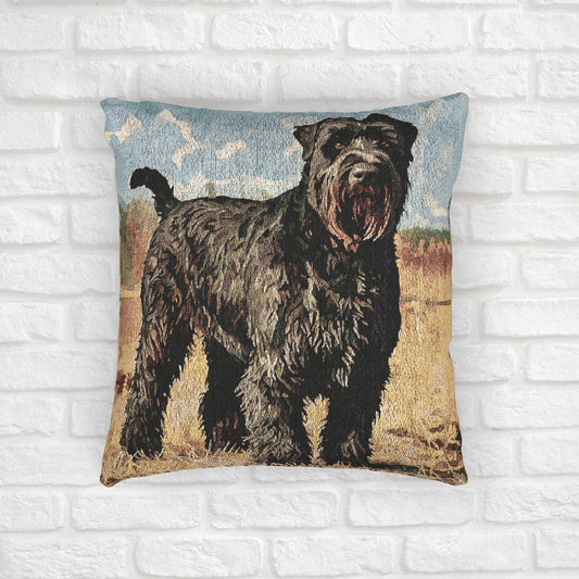Black Russian Terrier Pillow | Dog Lover Gift | Woven Throw Pillow with Bold Terrier Art