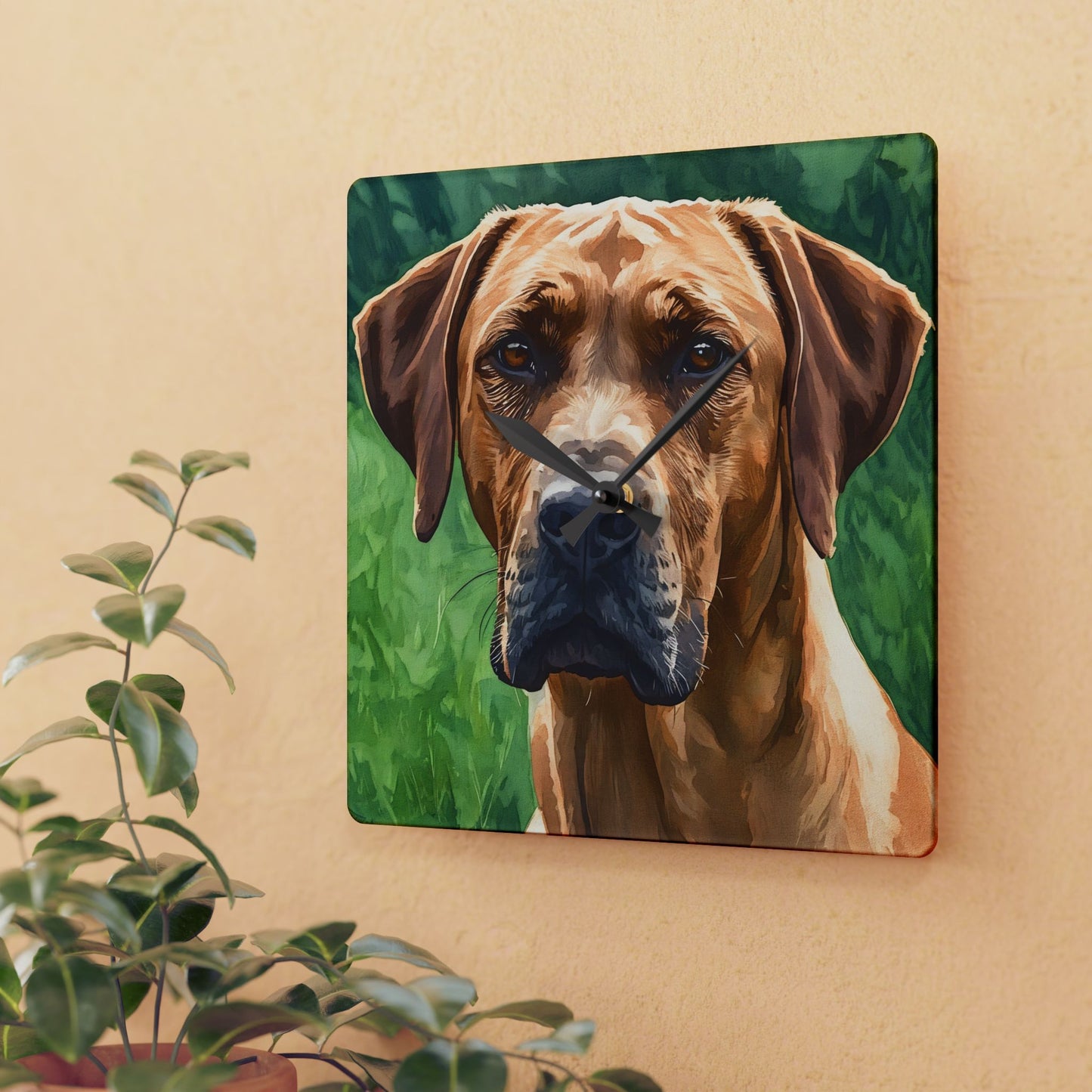 Rhodesian Ridgeback Wall Clock – Majestic Dog Lover Gift – Watercolor Ridgeback Art