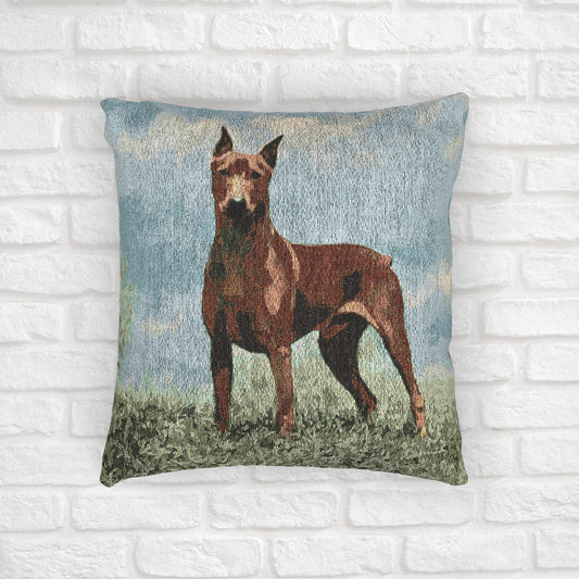German Pinscher Woven Pillow – Watercolor Dog Lover Décor