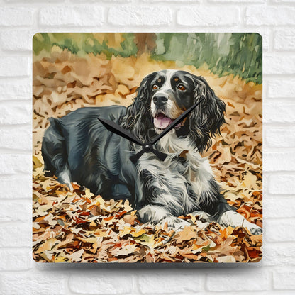 English Springer Spaniel Wall Clock – Watercolor Dog Portrait on Acrylic – Perfect Gift for Springer Lovers