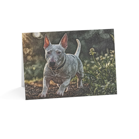 Miniature Bull Terrier Greeting Cards – Bold Dog Lover Stationery – Custom Mini Bull Terrier Photo Art