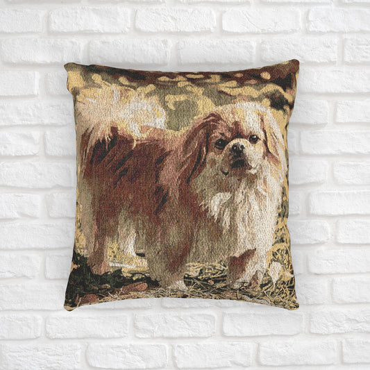 Pekingese Decorative Pillow – Royal Dog Lover Home Décor – Woven 17” x 18” Watercolor Pekingese Art