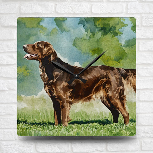 Flat-Coated Retriever Wall Clock – Watercolor Dog Art Home Décor
