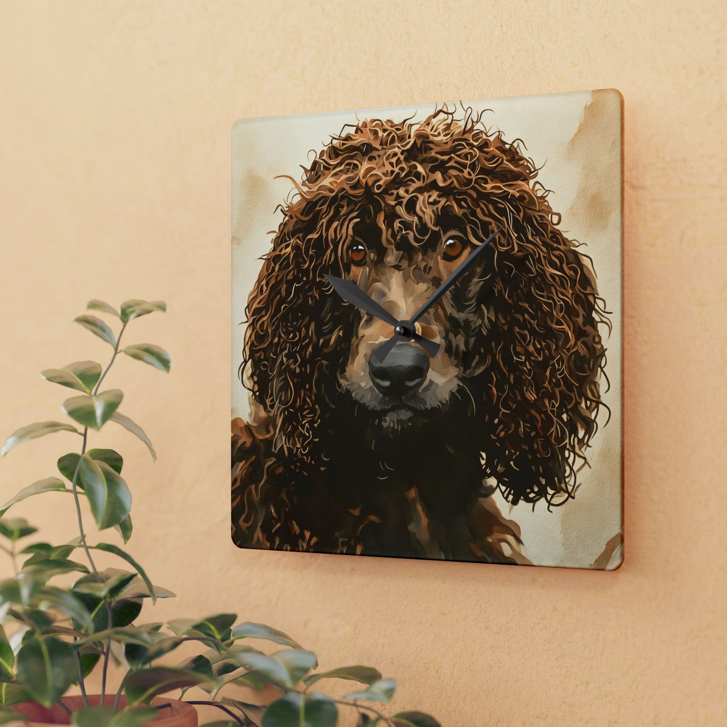 Irish Water Spaniel Acrylic Wall Clock – Curly-Coated Dog Lover Home Décor