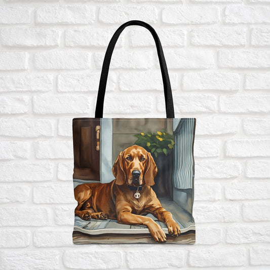 Redbone Coonhound Tote Bag – Loyal Dog Lover Gift – Watercolor Redbone Coonhound Art