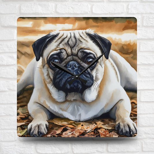 Pug Wall Clock – Cute Dog Lover Gift – Watercolor Pug Art