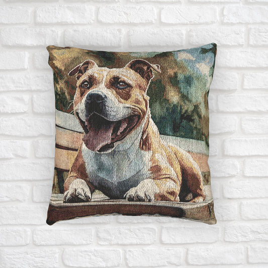 American Staffordshire Terrier Woven Pillow | AmStaff Dog Lover Gift | Decorative Throw Pillow with Breed Art